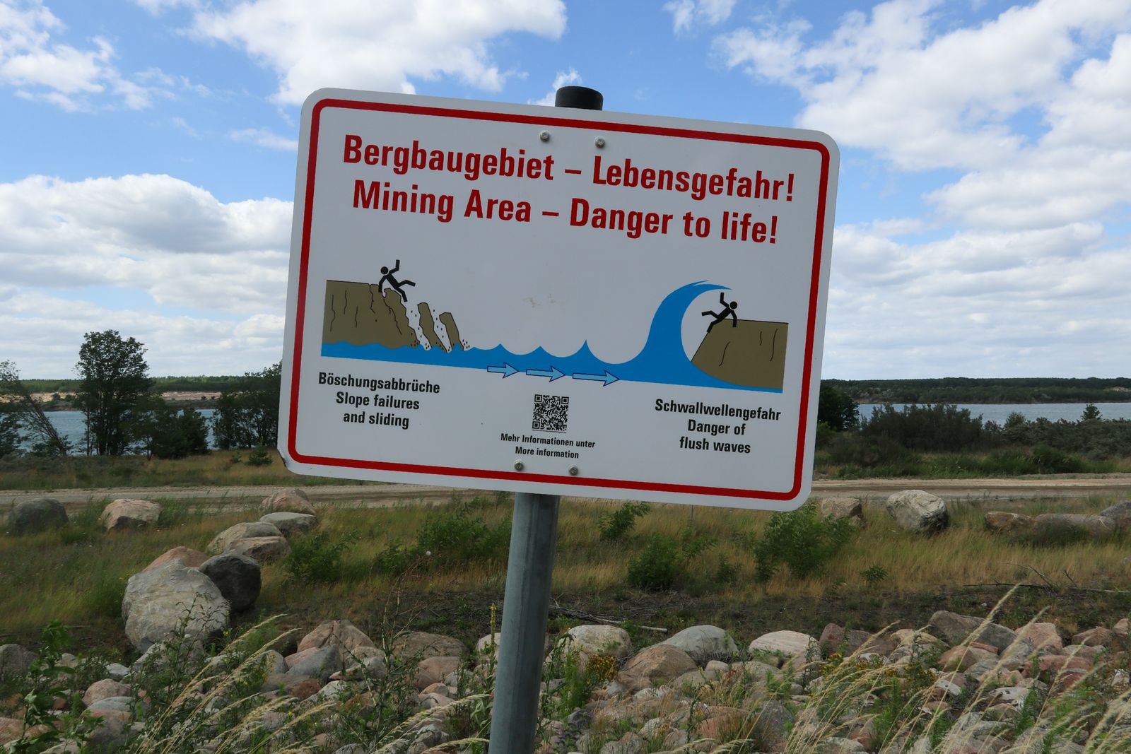 Warnschild am Altdöberner See